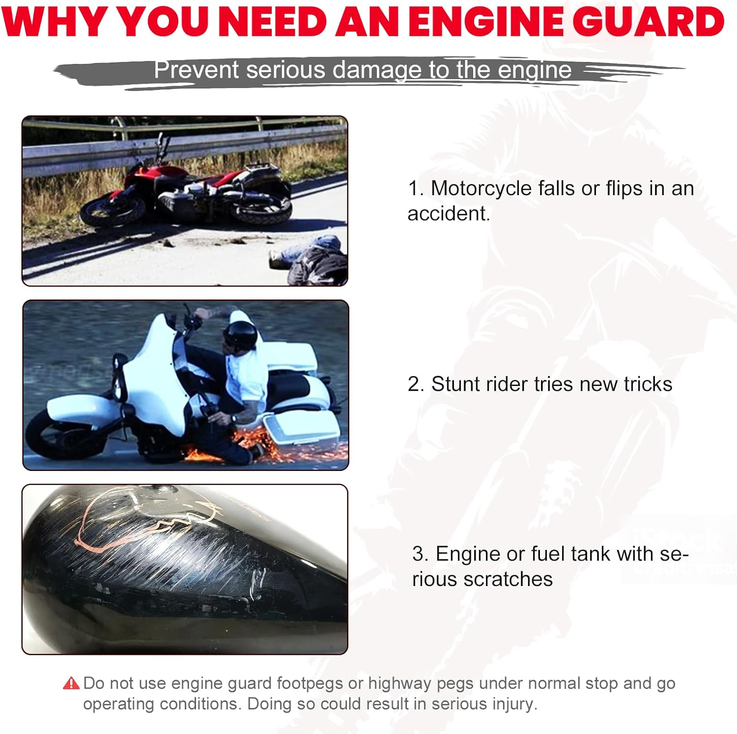 Motorcycle Engine Guard Crash Bar Compatible with Harley Davidson Touring Street Glide Road Glide Road King Electra Glide Ultra Limited Flat Out Bar Black 2014-Up image number 2