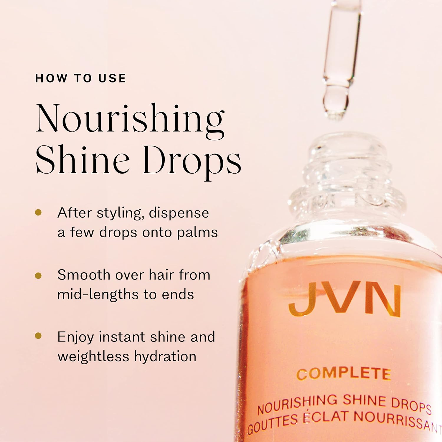 JVN Complete Nourishing Shine Drops, Hair Oil for Hydration and Long-Term Hair Health, Styling Oil for All Hair Types, Sulfate-Free, 1.7 Fluid Ounces image number 2