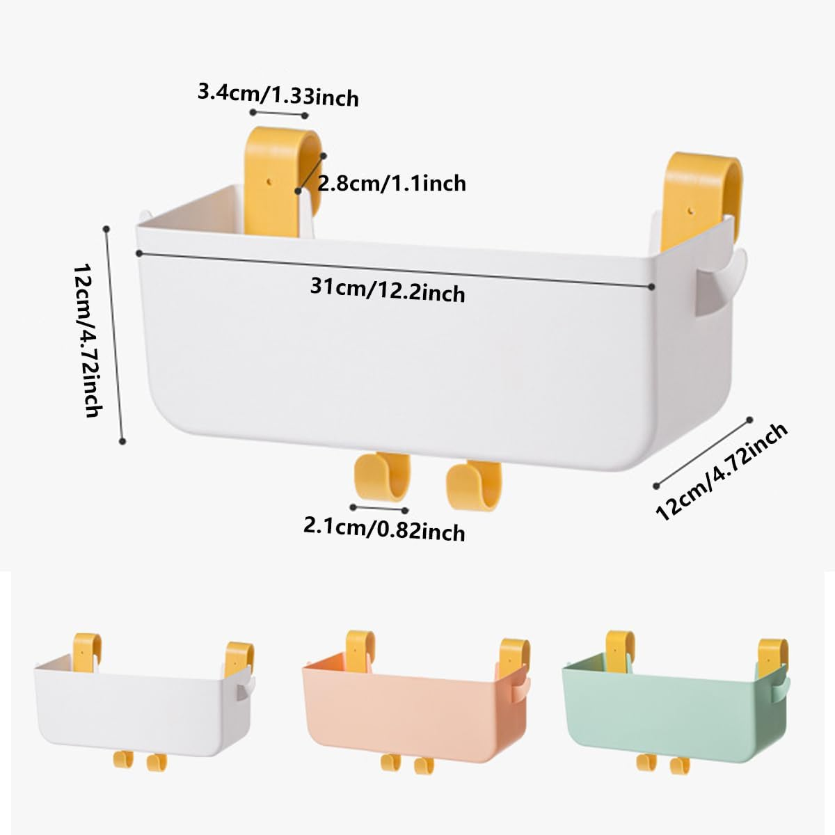 AIMALL Multifunctional Bedside Storage Organizer with Hooks, Large Capacity, Easy Install Hanging Basket for Dorms and Home, 12.2 X 4.72 Inch image number 3