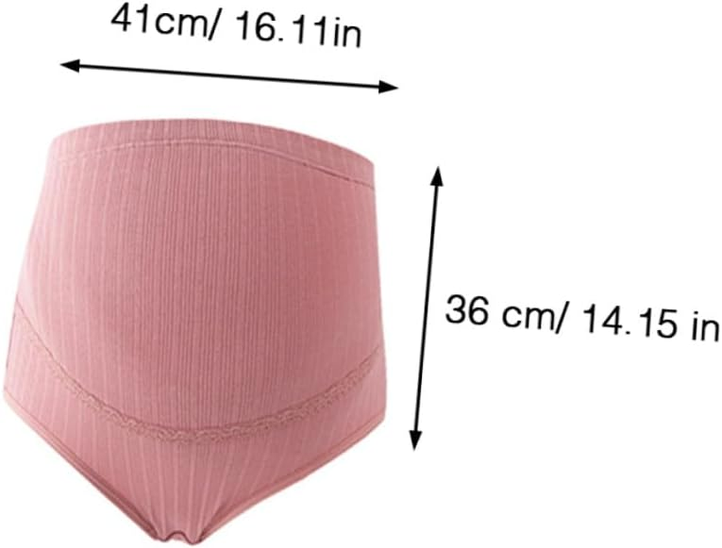 Abaodam 3Pcs XL Cotton Maternity High Waist Panties Splice Design Stomach Support Nursing Underwear for Pregnant Women Pale Skin Color & Blackish Green image number 4