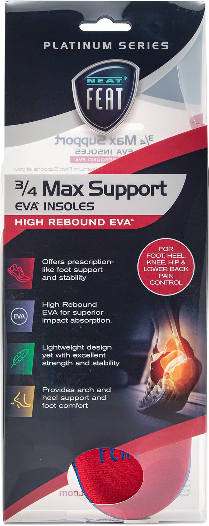 Neat Feat Maximum Foot Support 3/4 Length Insoles, Pair, Medium image number 2