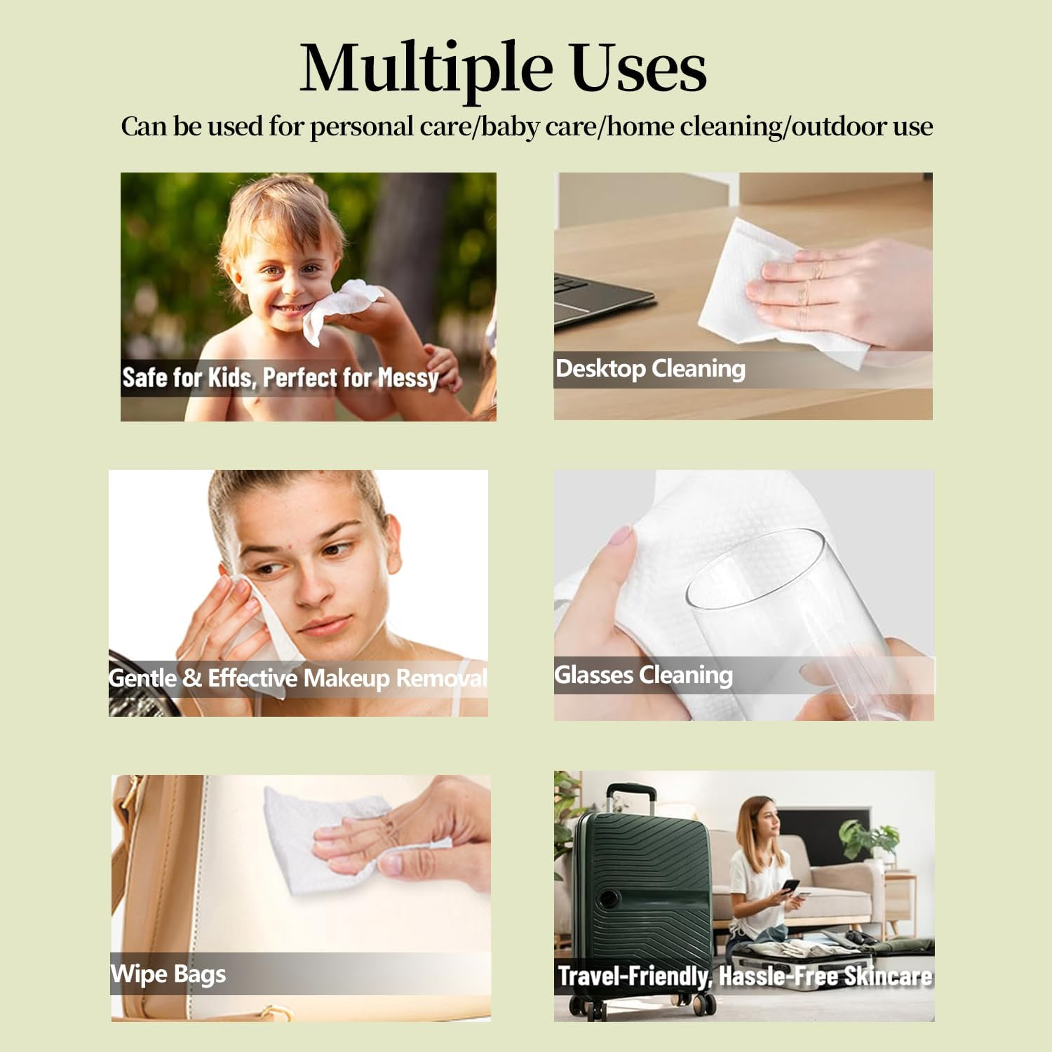 VLIEOVHN Disposable Face Towels 3 Pack 240 Counts,Premium Cotton Facial Tissue,Clean Skin Towel,Ultra Thick & Soft, Dual-Sided Textured & Smooth Facial Towel, Makeup Removal, Baby Wipes, Dry & Wet Clean