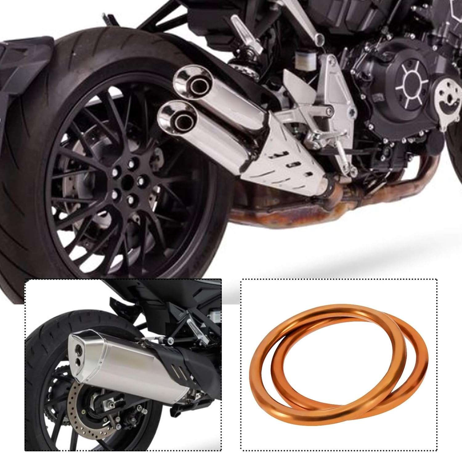 LT Easiyl 10Pcs 43Mm Motorcycle Exhaust Gaskets Compatible with Honda CB 650 F 650 FA Motorcycle Exhaust Muffler Gasket Exhaust Pipe O-Ring Washer Seal Ring image number 5