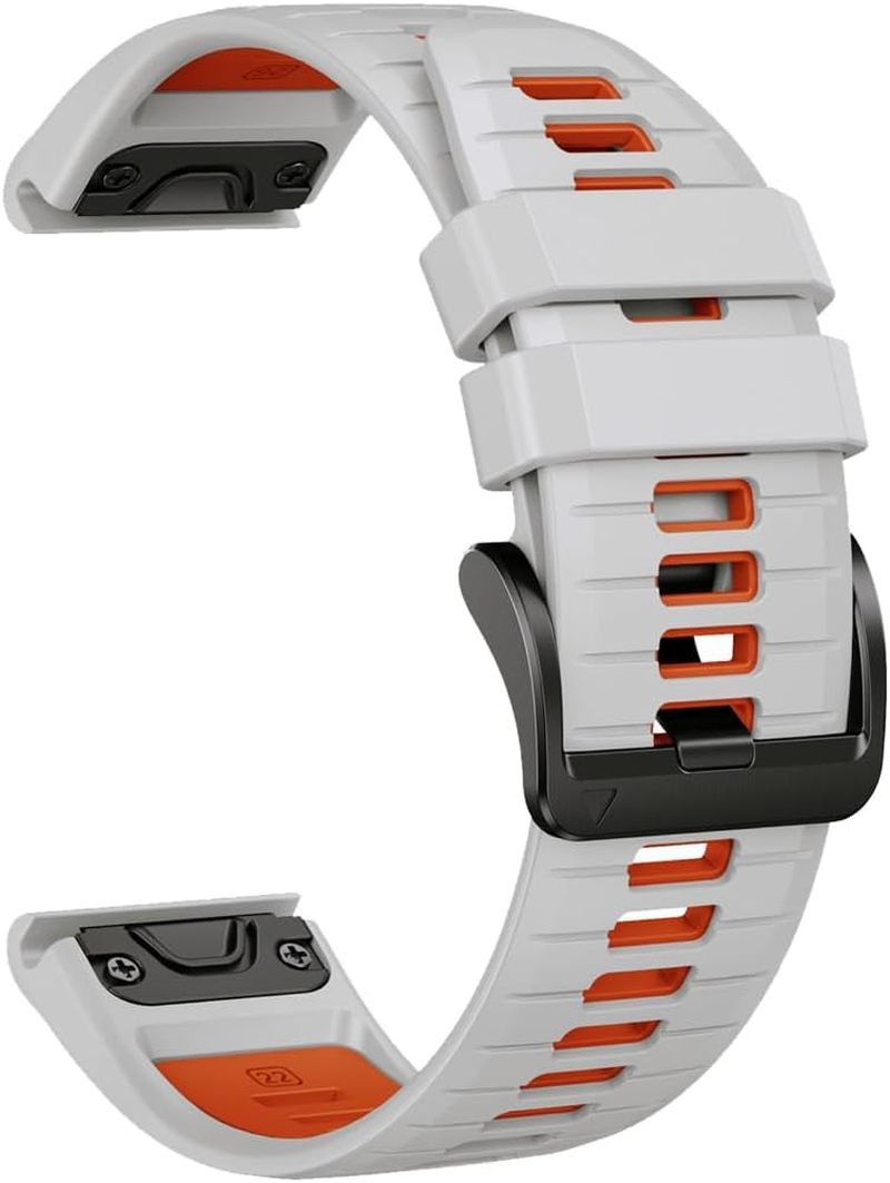 JIAMEER Quick Fit Watch Band for Fenix 8 47Mm/Fenix 6 / Fenix 7 / Fenix 5,22Mm Silicone Strap for Garmin Fenix 7 Solar/Fenix 6 Pro/Fenix 6 Solar/Fenix 5 Plus/Epix Gen 2/Forerunner 935/945,Easy-Fit Watch Strap