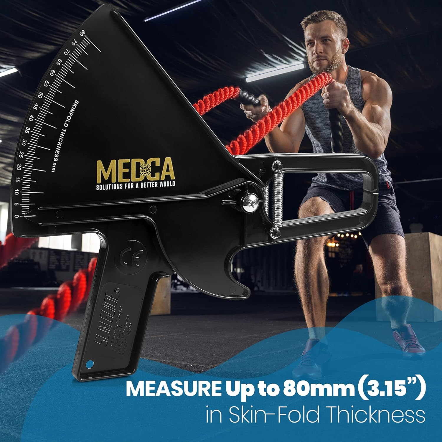 Pro Body Skin Caliper - Handheld BMI Measuring Tool - Accurate Skinfold Caliper Measures Fat for Men and Women, for Monitoring Fitness and Weight Loss Goals, Instructions and Body Fat Chart, Black image number 5