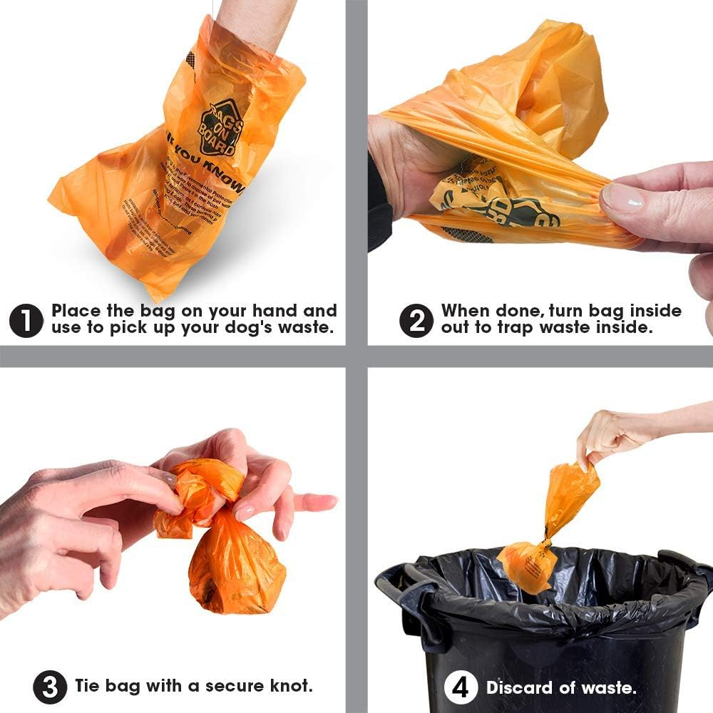 Bags on Board Dog Poop Bags | Strong, Leak Proof Dog Waste Bags | 9 X14 Inches, 315 Multi-Colored Bags