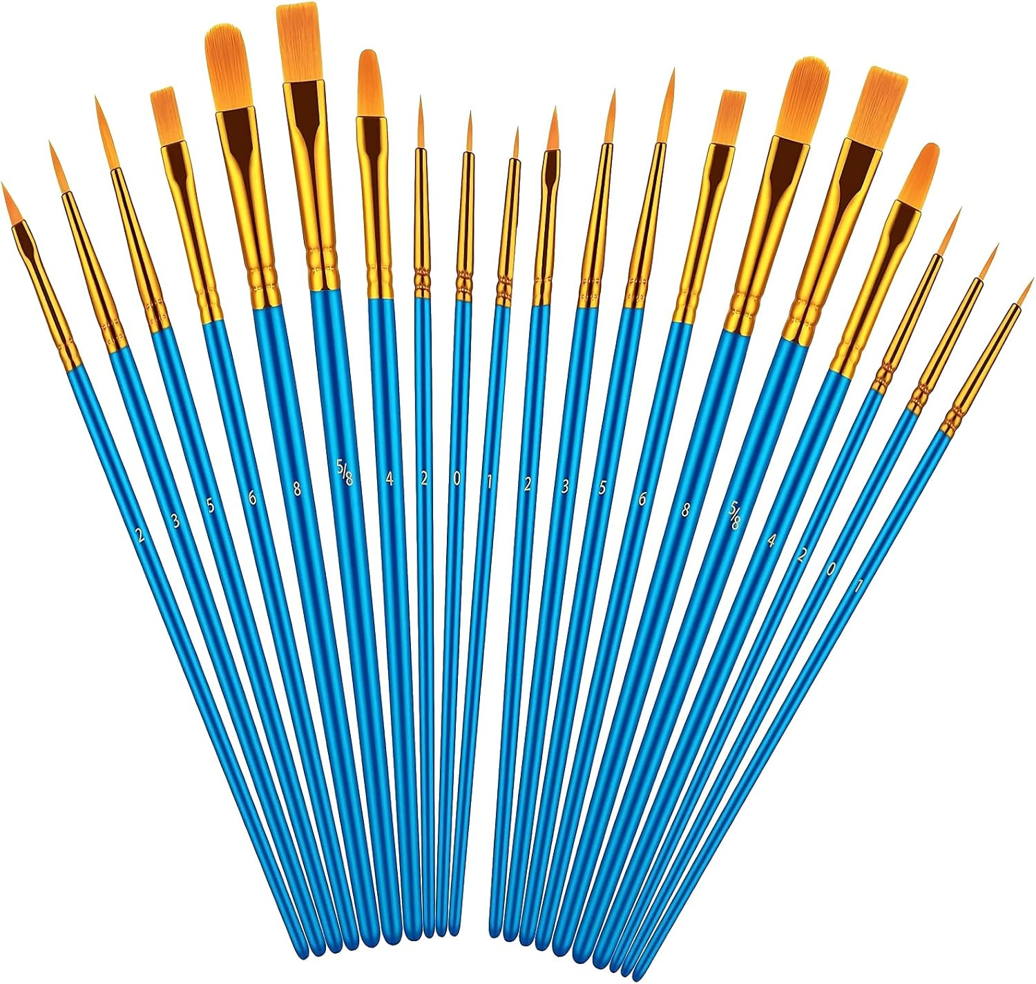 Acrylic Paint Brushes Set，20 Pcs Small Paint Brushes ，Detail Paint Brushs Set for Oil Watercolor Canvas Face Body Boards Rock（Blue） image number 2