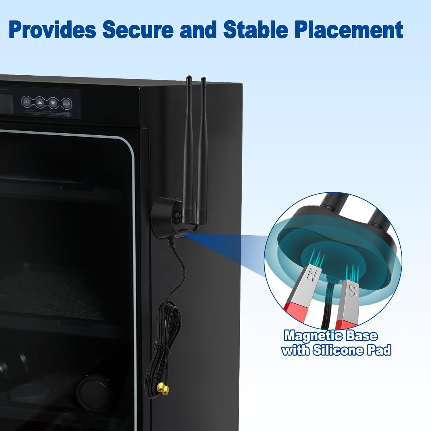 Eightwood 9Dbi Dual Band Wifi Antenna 2.4Ghz 5Ghz RP-SMA Wifi Antennae with Magnetic Base and 200Cm Extension Cable for PC Desktop Computer Pcie Bluetooth Wireless Network Card image number 1