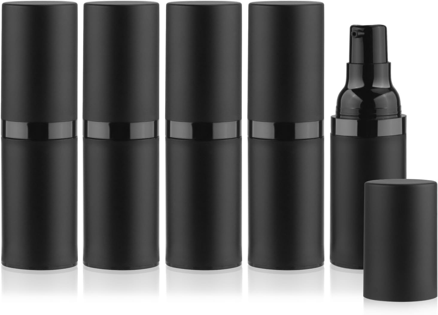 BOSMIOW 5Pcs 15Ml Black Airless Pump Bottle Empty Frosted Vacuum Lotion Bottle Refillable Cosmetic Vacuum Pump Makeup Dispenser Container for Foundation,Lotion,Cream,Essential Oil,Shampoo image number 4