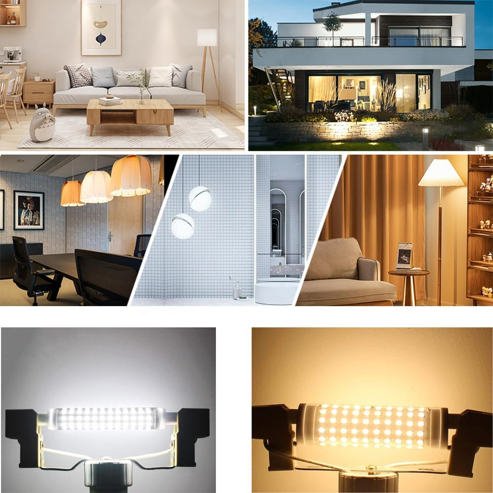 R7S 118Mm Dimmable 10W LED Bulb, Linear LED Double Ended J-Type Floodlights (T3 100W Halogen Equivalent), 3000K 1000 Lumens, Wall/Security/Floor Lights, Pack of 2 (Warm White) image number 2