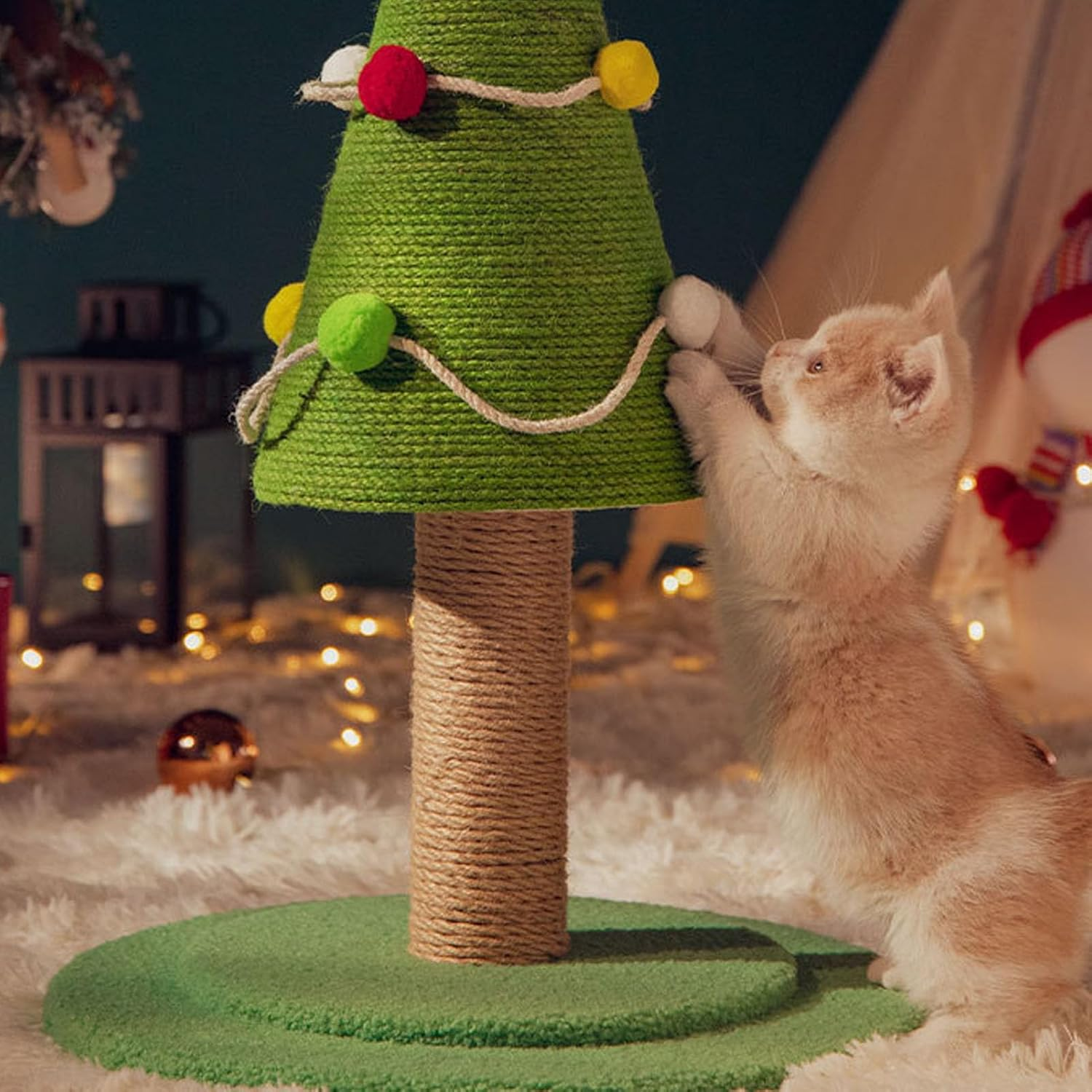 Cat Scratching Post, Christmas Tree Cat Scratcher, Sisal Rope Scratch Post Cat Toys, Protect Furniture Stable Structure Cat Tree Scratch Post for Home Indoor Kitty (Large: 40 X image number 6