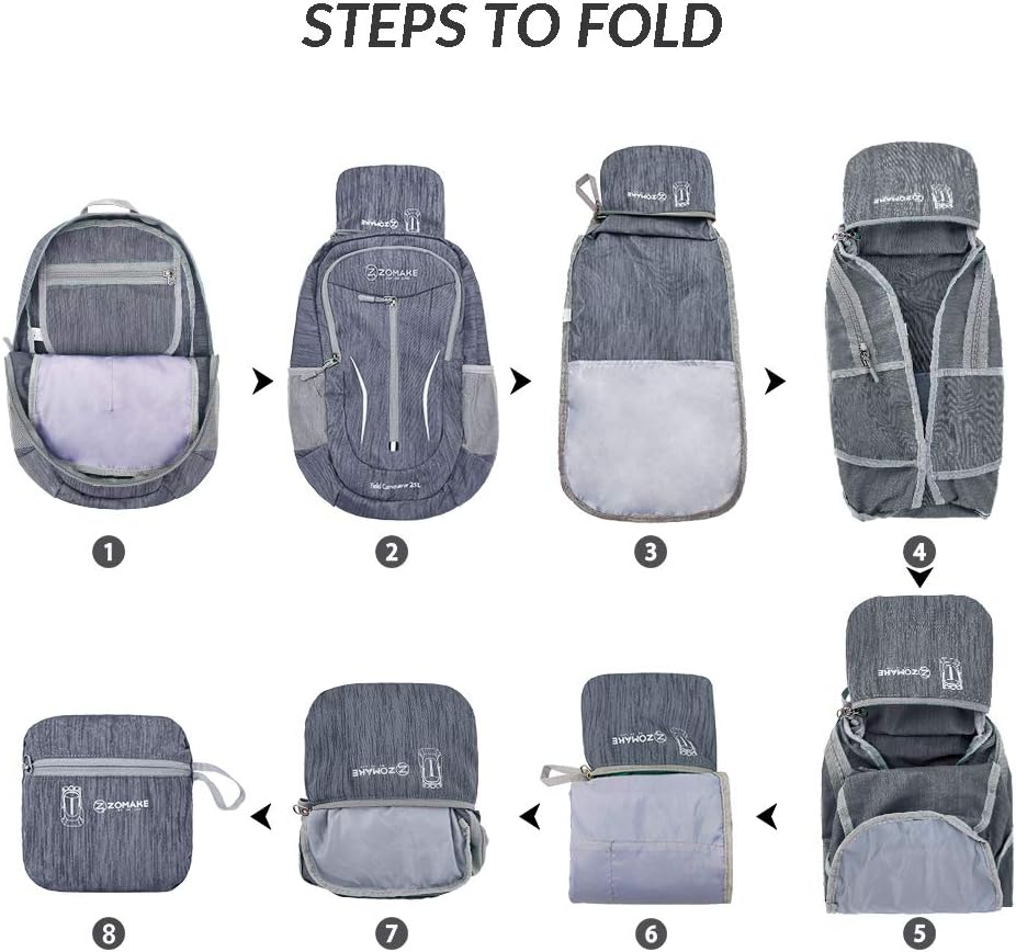 ZOMAKE Foldable Backpack 25L - Lightweight Folding Backpacks Packable Hiking Daypack for Travel Hiking Outdoor Camping image number 6