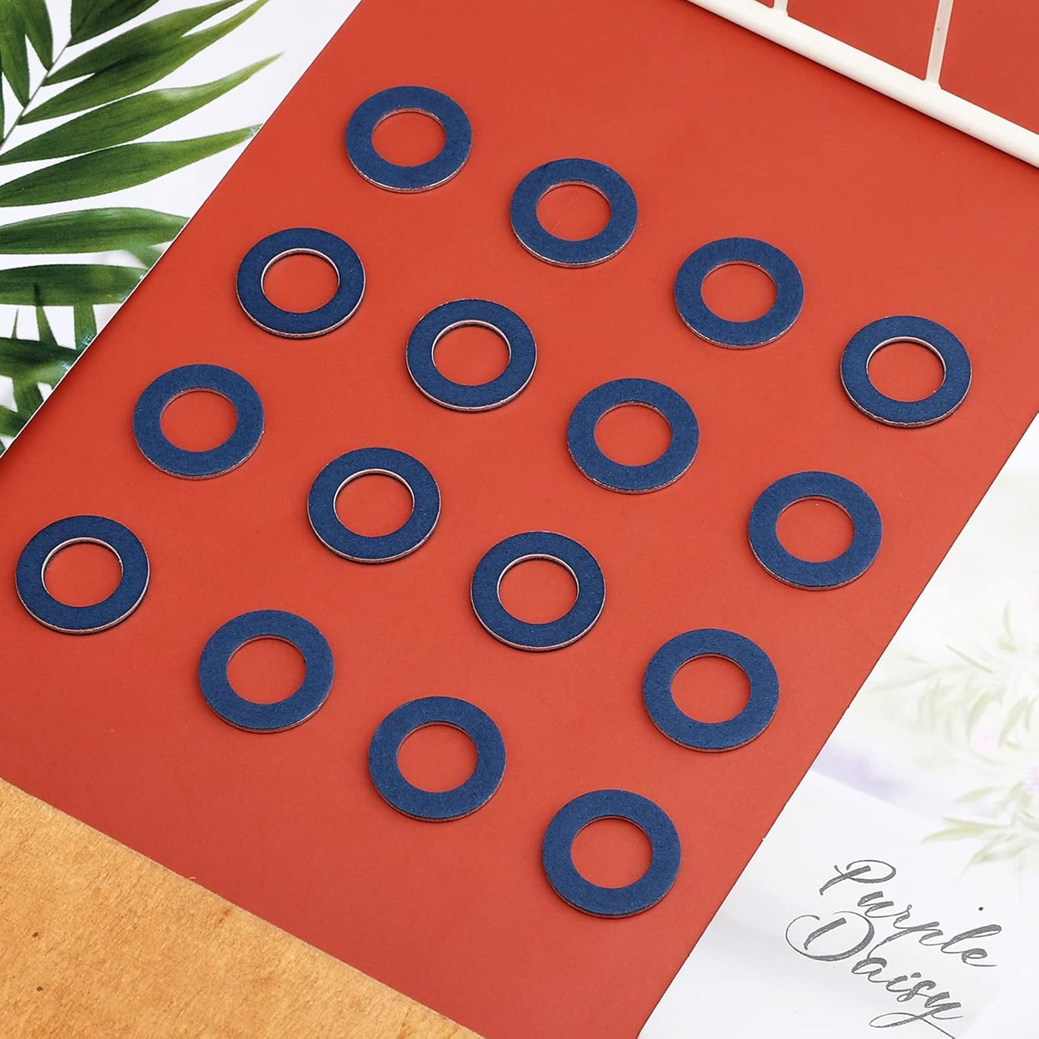 AIEX 15PCS 12Mm Oil Drain Plug Gasket, Aluminum Drain Plug Gaskets Crush Washers Drain Plug Gasket Oil Drain Plug Washers for Toyota/Lexus Scion (Blue)