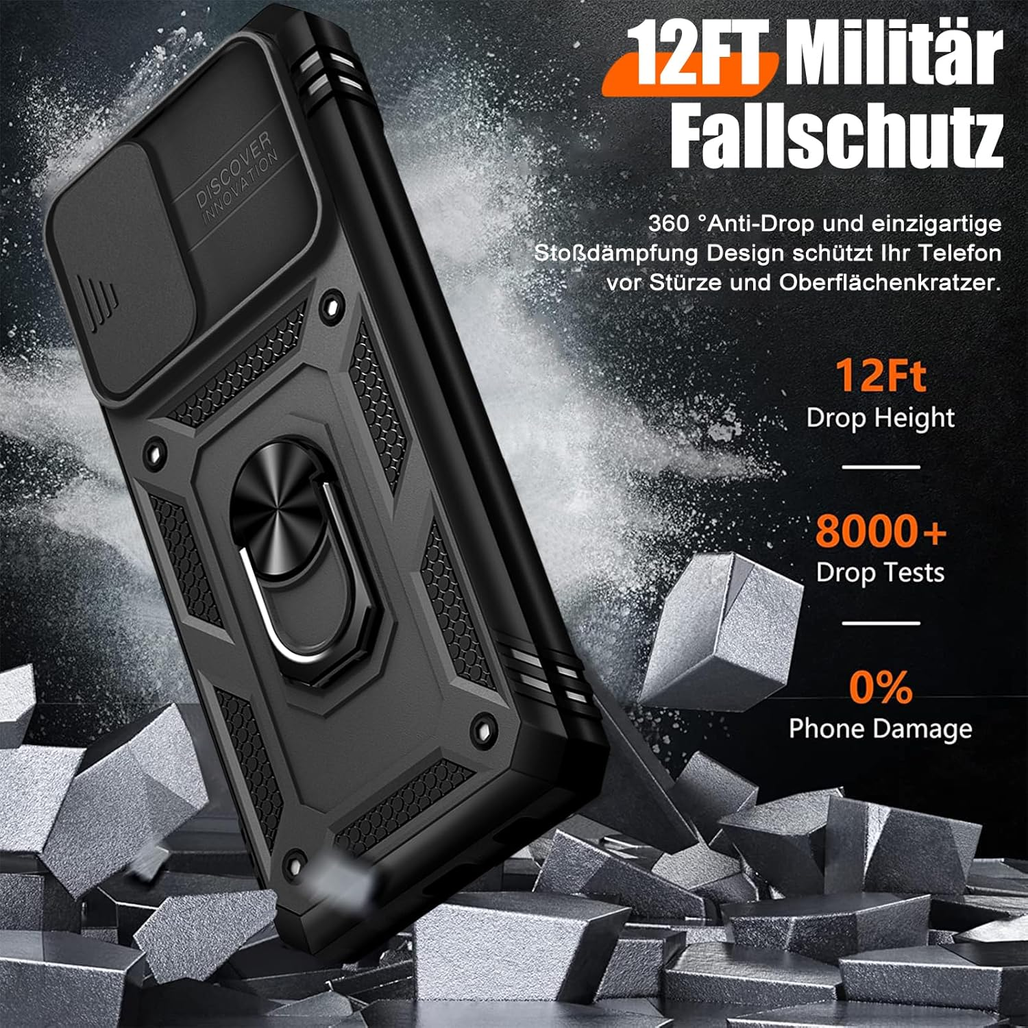 Giyer Armoured Case for Samsung Galaxy A17 Case with Screen Protector, Mobile Phone Case A17 4G/5G Case with Camera Protection, 360&deg; Metal Ring Stand, Shockproof Protective Case for Samsung A17 5G - Blue image number 2