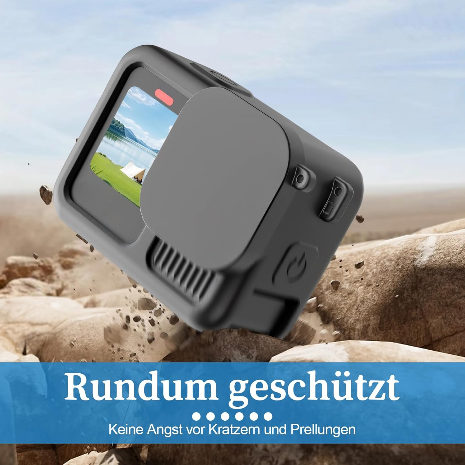 Gopro Hero13 Silicone Protective Case, Camera Case & Screen and Lens Hardened Film & Lens Cap & Lens and Screen Cleaning Set & Hand Rope, Gopro Hero13 Black Accessory Package image number 1