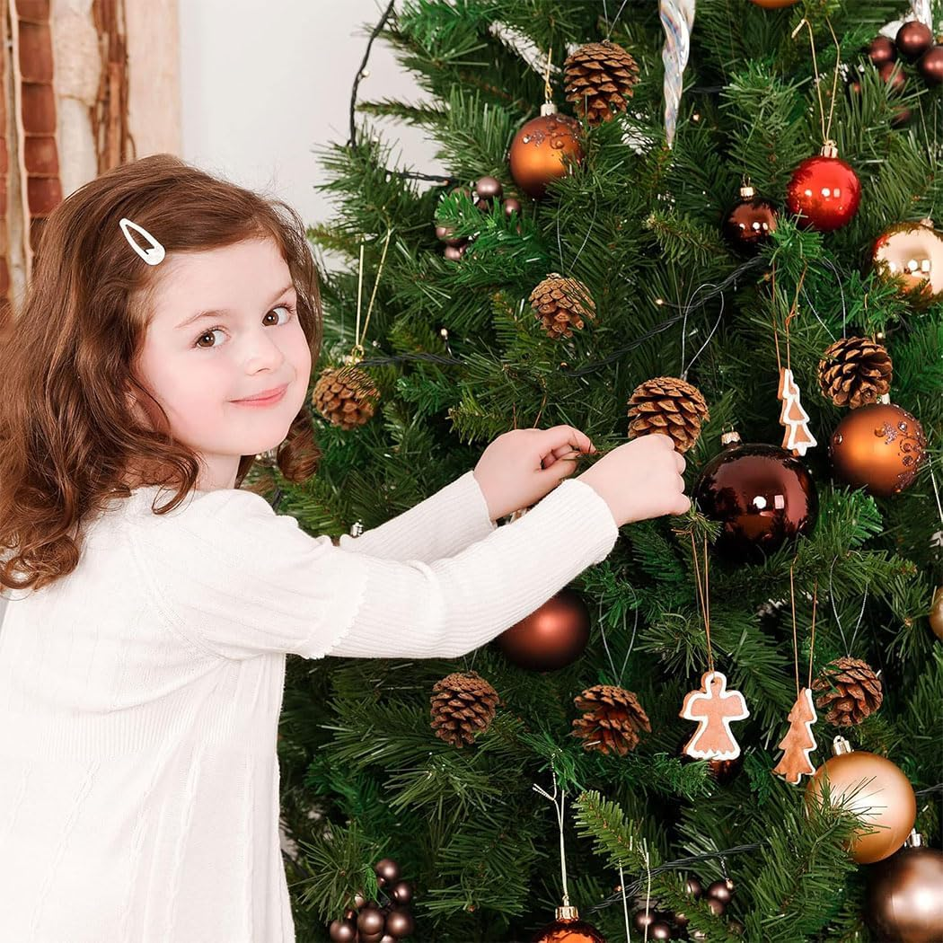 20 Pieces Christmas Pine Cones with String Mini Rustic Pinecones Bulk Rustic Snow Pinecones Ornaments for Xmas Tree Crafts Holiday Home Party (Brown, 5-6Cm) image number 7