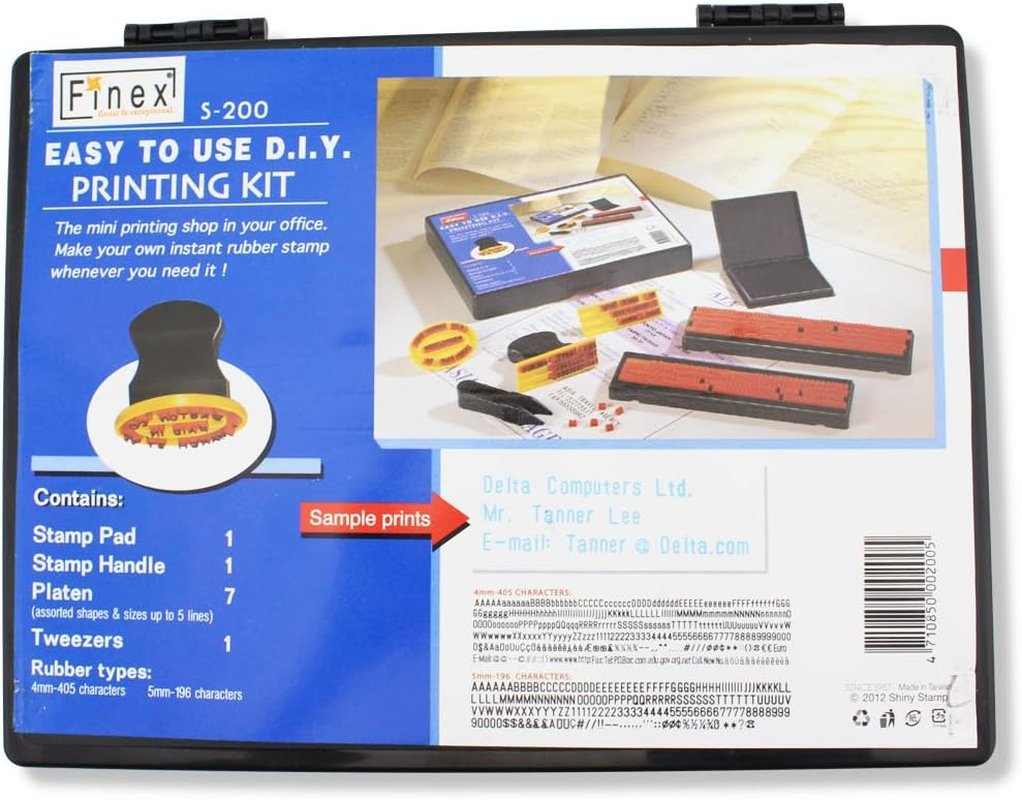 Finex DIY Rubber Stamp Printing Kit - Easy to Use D.I.Y. Create Your Own Stamps Set for Business Craft Hobby School Blue Ink Pad Color image number 2