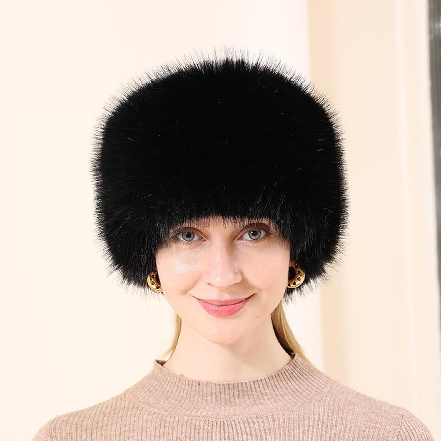 Lopsity Faux Fur Headband with Elastic Women Winter Earwarmer Ski Cold Earmuff Fuzzy Thick Earmuffs Headwrap