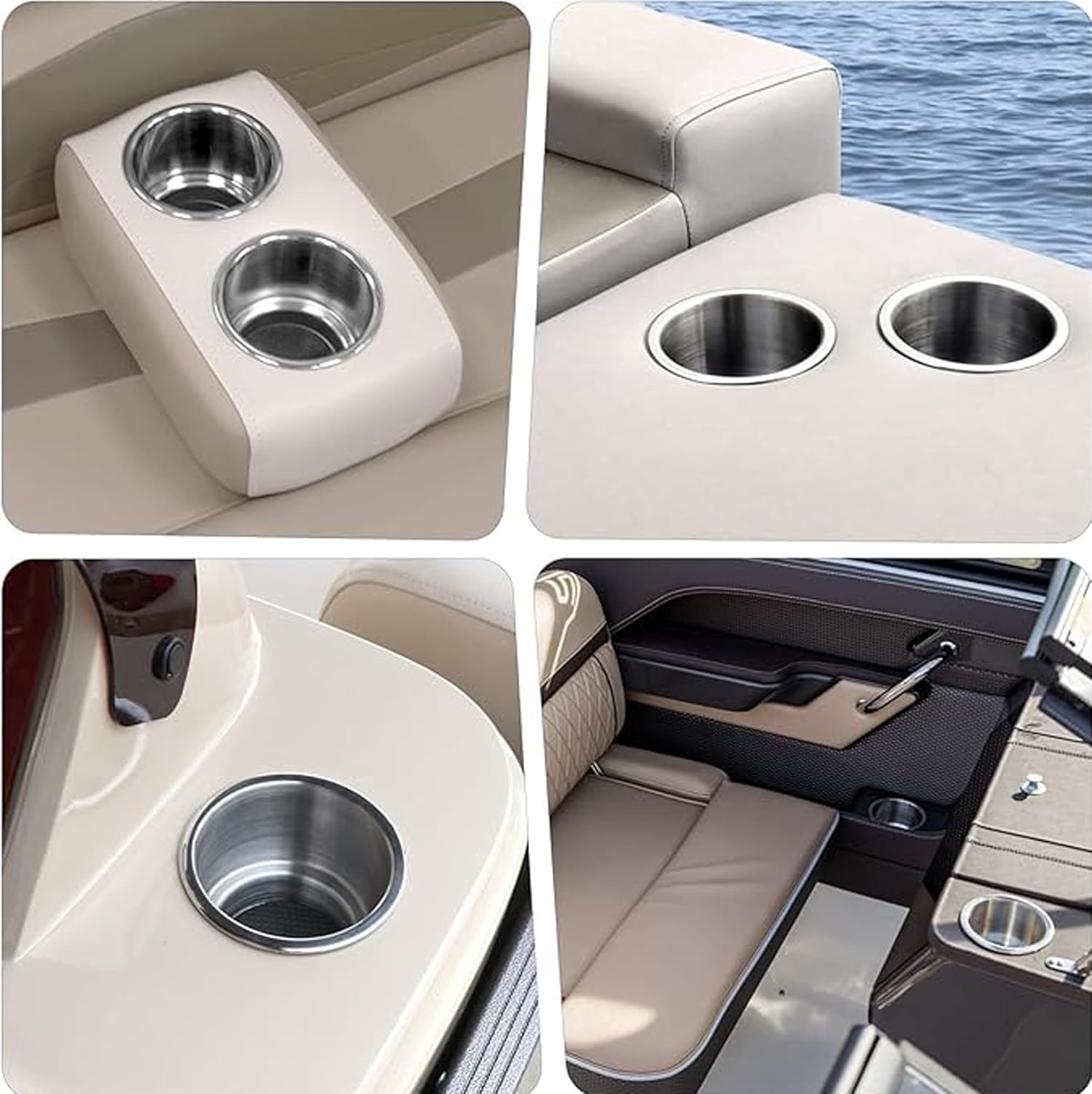 2PCS Stainless Steel Cup Holder with Drain Perfect for Marine,Boat,Rv,Camper Durable Drink Holders Easy Access,No-Spill Design,For Outdoor Adventures and Travel image number 1
