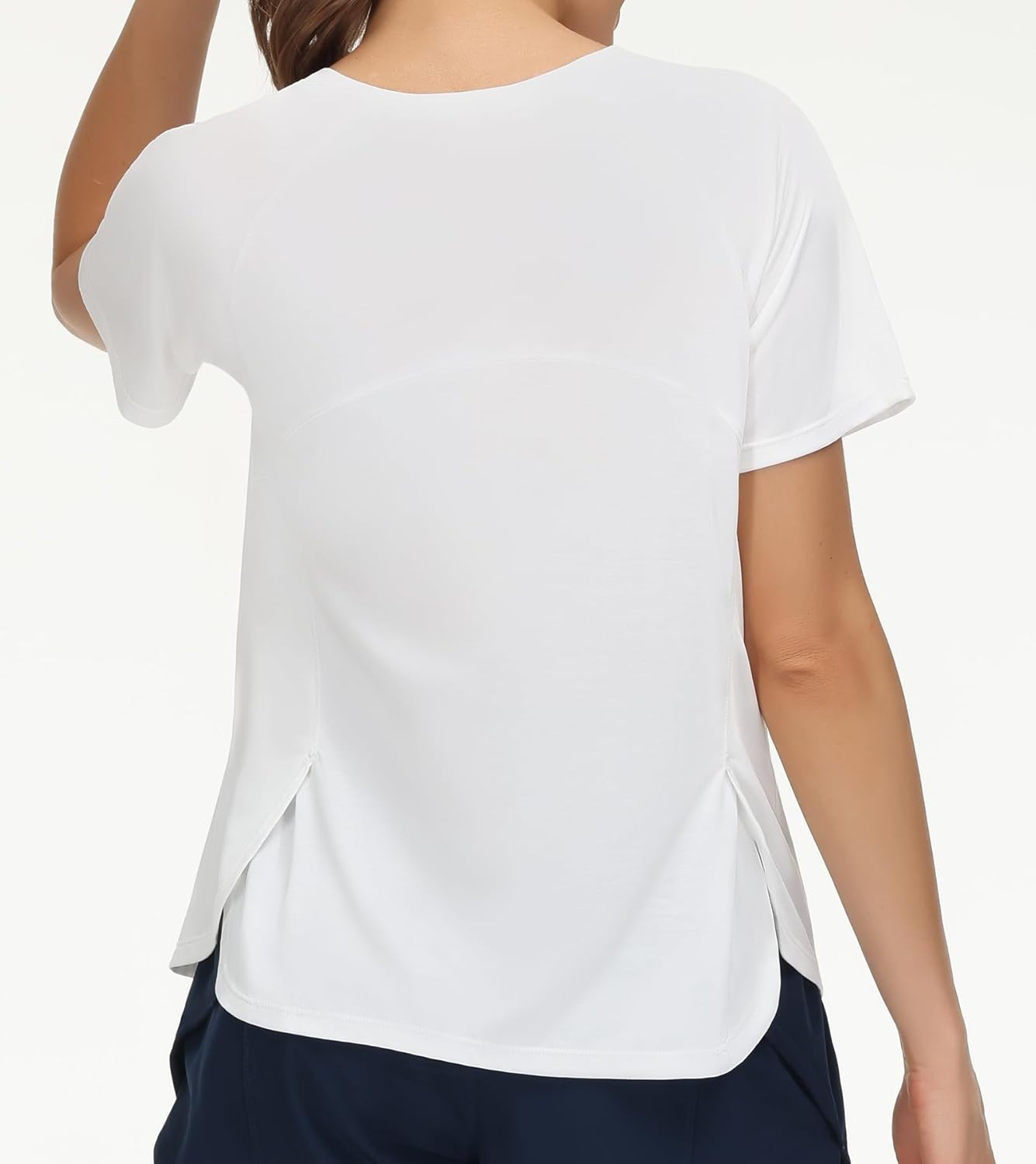 THE GYM PEOPLE Women'S Short Sleeve Workout Shirts Breathable Yoga T-Shirts with Side Slits Athletic Tee Tops image number 6