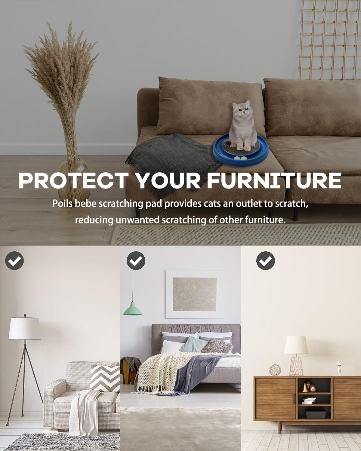 LYCTDD Cat Ball Track,Cat Scratching Board,Cat Scratchers for Indoor Cats,Cat Ball Toy Cat Toys for Bored Indoor Adult Cats for Kitten Mental Physical Exercise with Spare Ball (Blue) image number 2