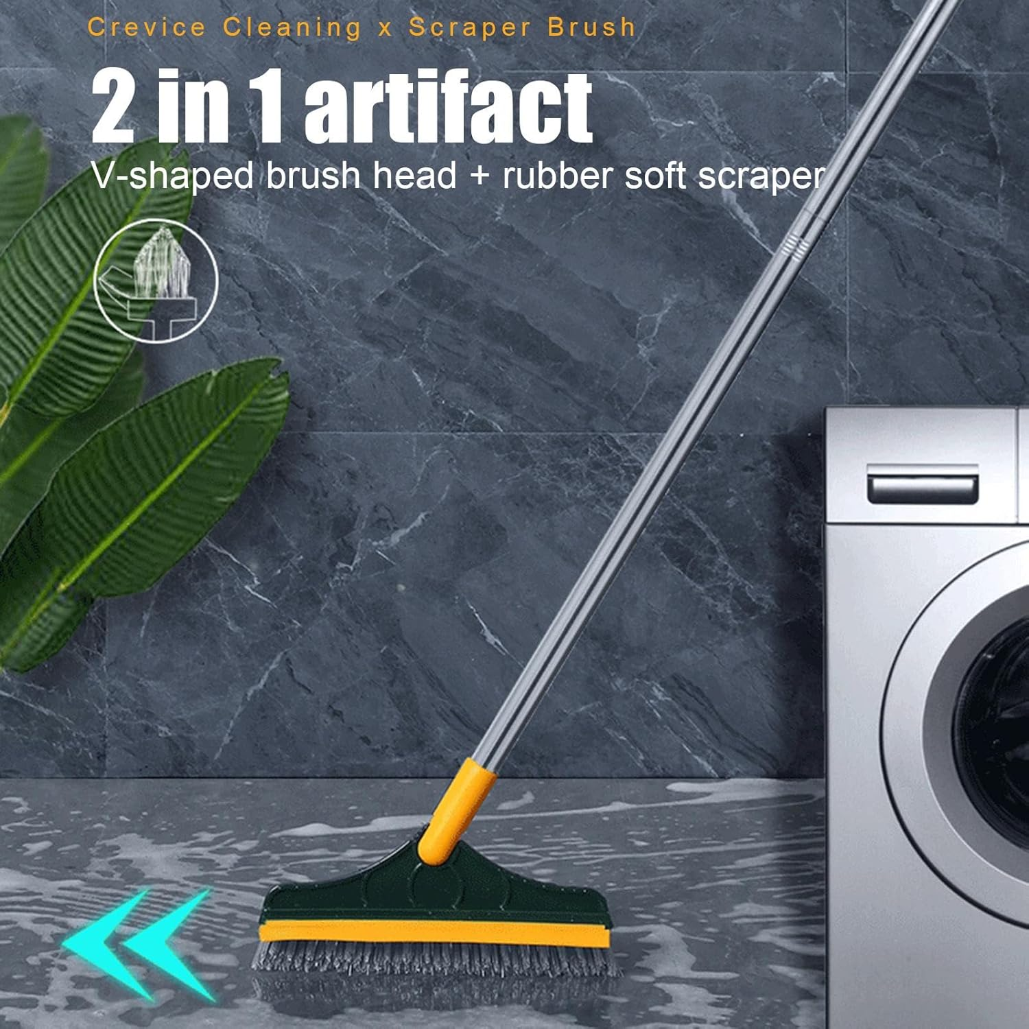 Landbrush -2 in 1 Scratch Brush | 120 Degree Rotatable Bathroom Kitchen Column Cleaning Brush, Rotating Brush Head image number 3