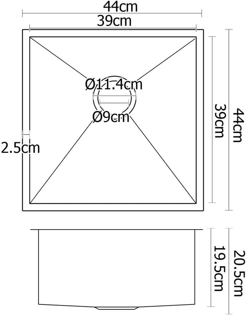 CEFITO Kitchen Sink 44X44Cm Stainless Steel Sink Sinks Handmade image number 2