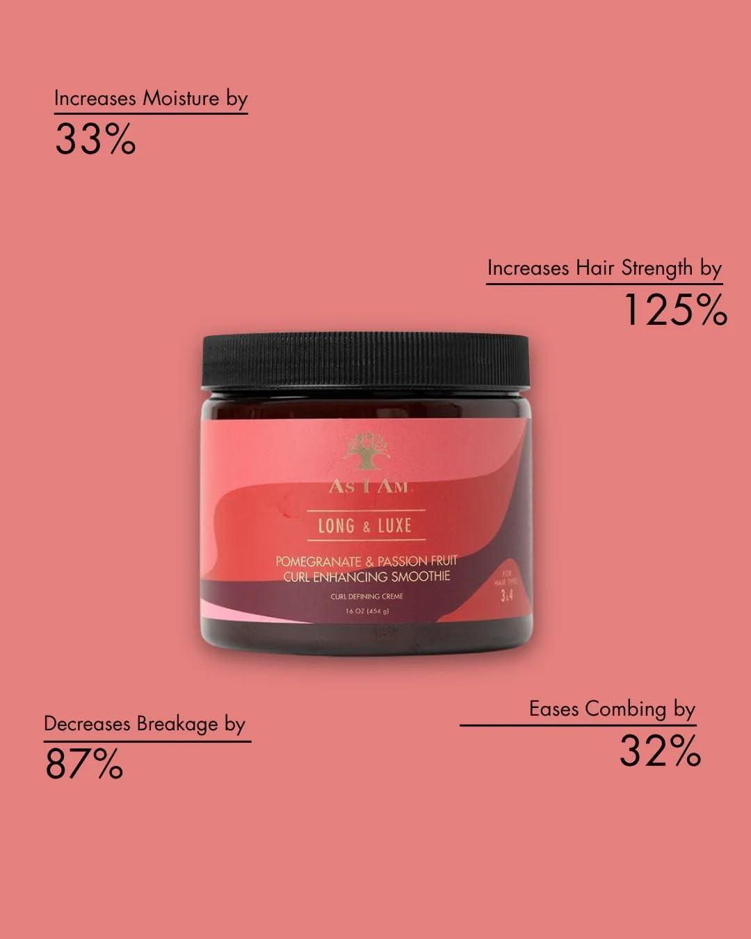 As I Am Long and Luxe Curl Enhancing Smoothie 16 Oz - Lightweight Coil Defining Creme for Hi-Definition, Hydrated Curls and Coils - Enriched with Pomegranate and Passion Fruit image number 2