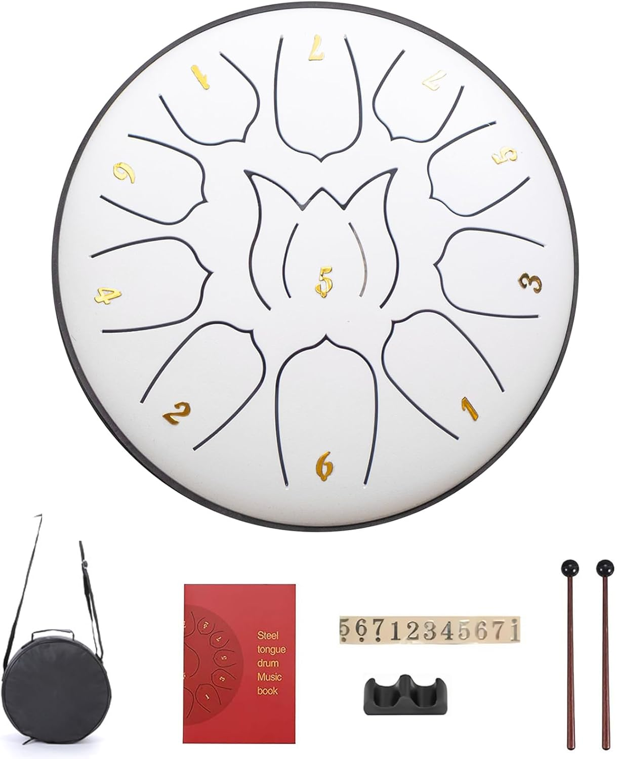 Lancoon Steel Tongue Drum with 6 Inch 11 Notes D Major Percussion Instrument Clear Sound Drumsticks Carrying Bag Handpan Drum Anti-Corrosion for Meditation Music Activity