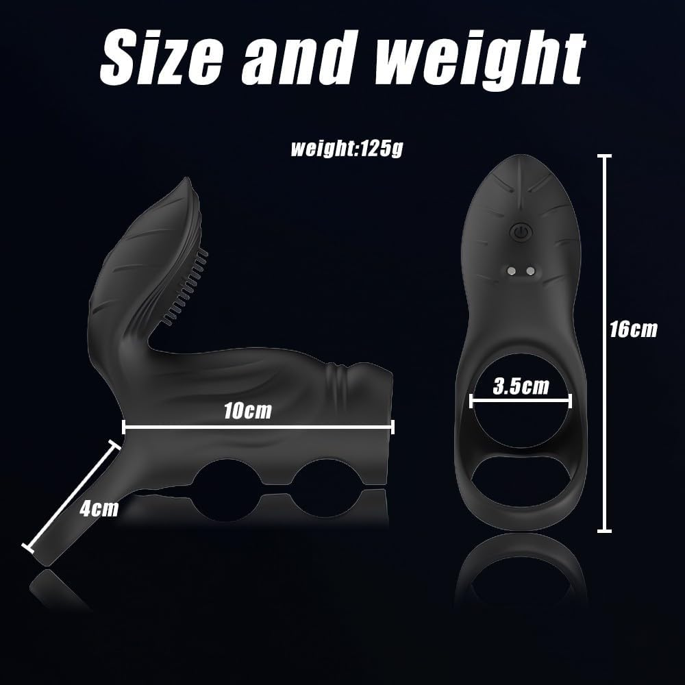 LONZYON Vibrating Penis Sleeve Cock Ring with Clitoral Stimulator, Penis Ring Vibrator Extender for G Spot Stimulation, Couples Adult Sex Toys for Men Women, Girth Enhancer Sleeve Male Couple Sex Toy (Black) image number 2