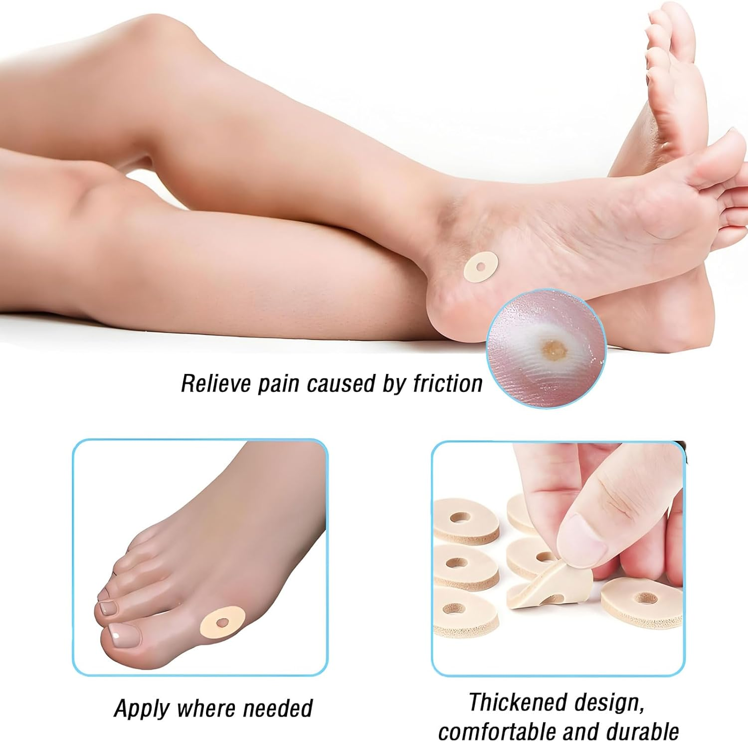 MYTOAU 120 Pcs Corn Cushions for Toes,Callus Cushions with Water-Resistant Self-Stick Adhesive, Upgraded Adhesion, Provide Cushioning and from Corns Rubbing, Protects Foot and Toes image number 6