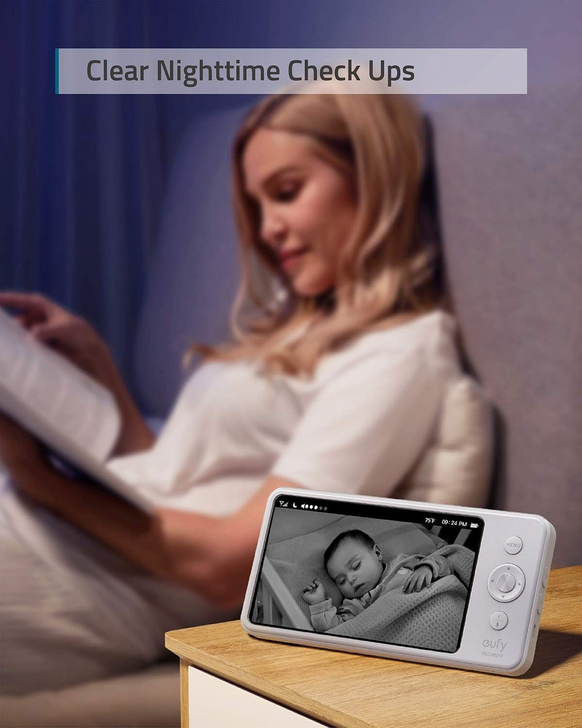 Eufy Security, Spaceview Pro Video Baby Monitor with 5" Screen, Two-Way Audio, Security Camera, 720P, Pan & Tilt, Night Vision, Lullaby Player, Wide Angle Lens Not Included (No App Required) image number 5