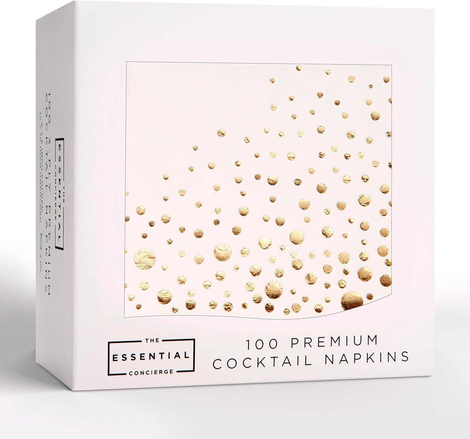 Stylish Gold Cocktail Napkins, 100 Cocktail Napkins, Paper Cocktail Napkins, 3-Ply White and Gold Napkins, 5 X 5 Inch Gold Party Napkins, Disposable Gold Napkins, Dessert Napkins image number 1