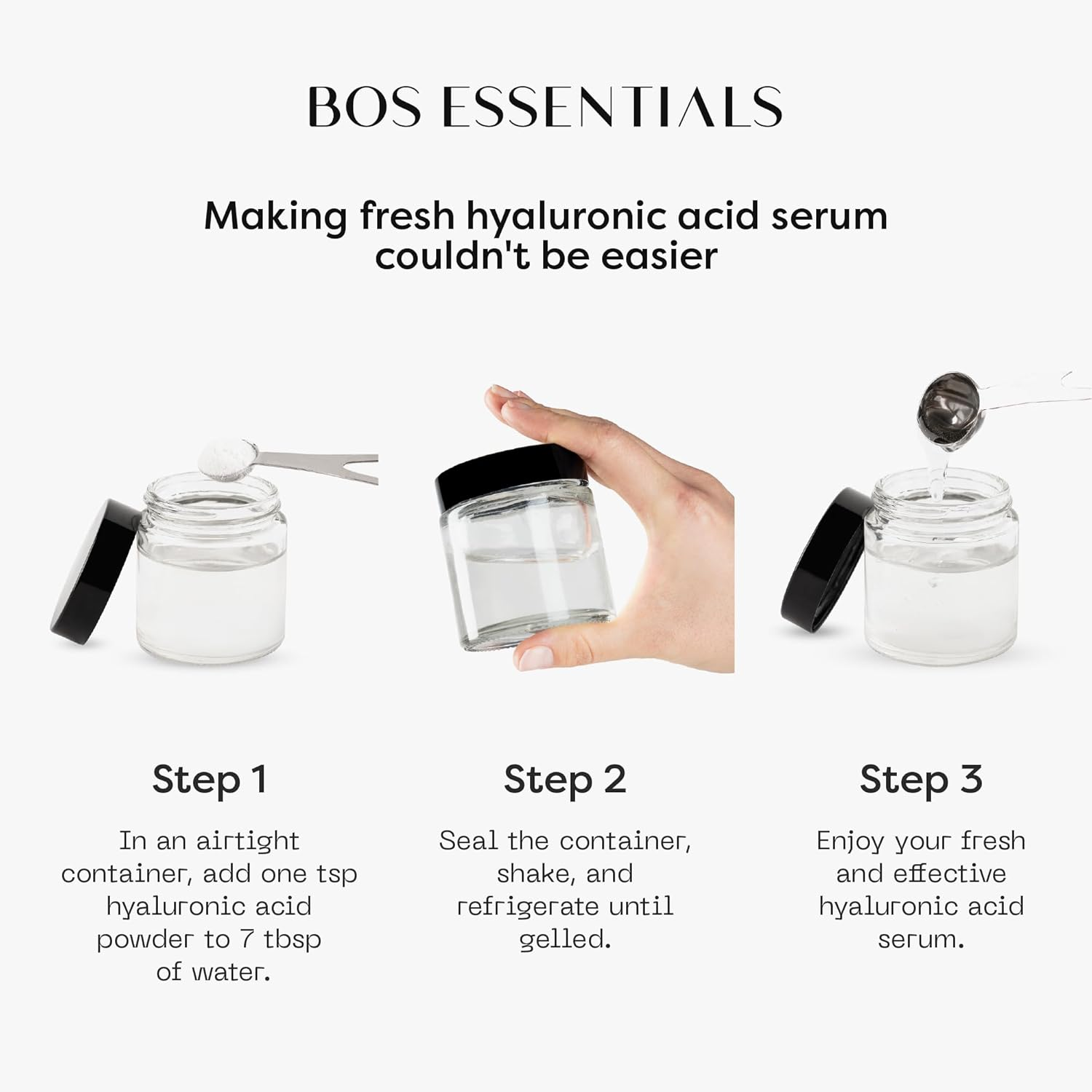 Pure Hyaluronic Acid Serum Powder 100% NATURAL SODIUM HYALURONATE High Molecular Weight Locks in Moisture and Creates Full, Youthful Skin - Makes 1040Mls of anti Ageing Hyaluronic Acid Serum image number 6