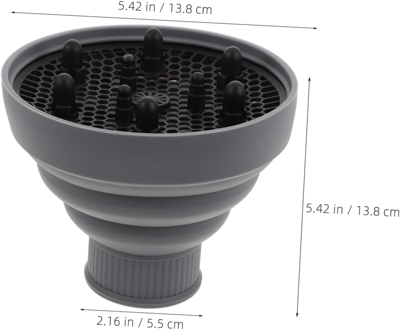 HONMEET Hair Difuser Attachment Silicone Collapsible Nozzle for Hair Dryer Fit Grey image number 2