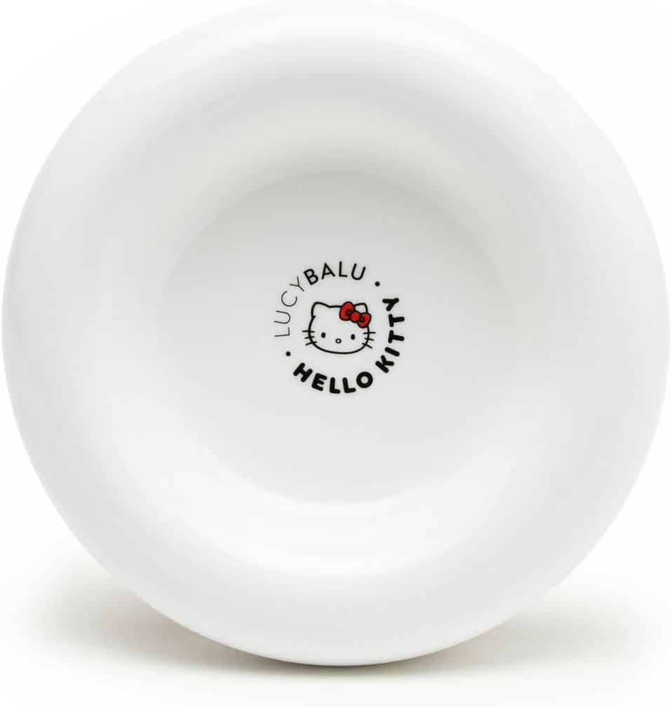 Lucybalu X Hello Kitty Drop Porcelain Cat Bowl: Raised Cat Feeding Bowl & Water Bowl for Cats - Porcelain, White image number 3