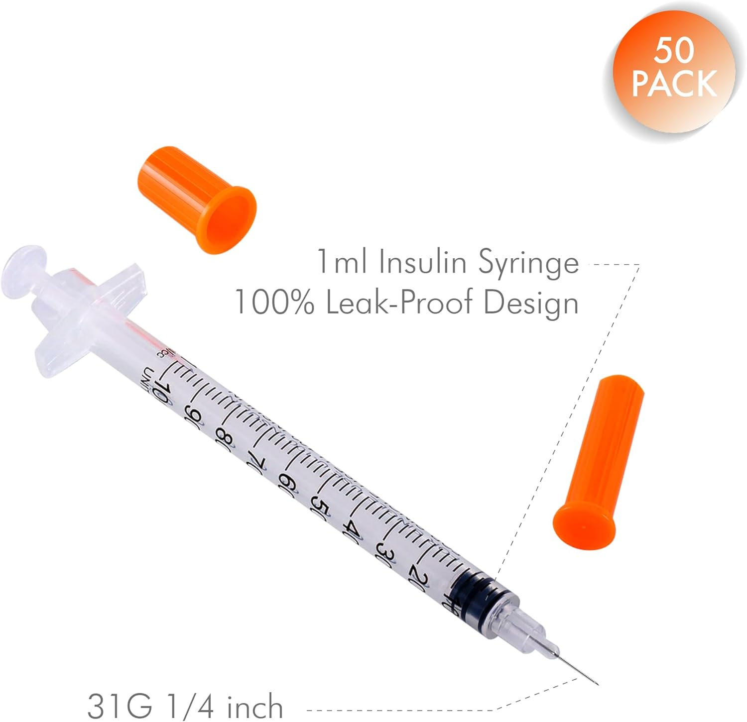 1Ml/Cc 31G 6Mm Syringes, Lab Dispensing Syringe, Individual Wrapped, Box of 50 image number 3