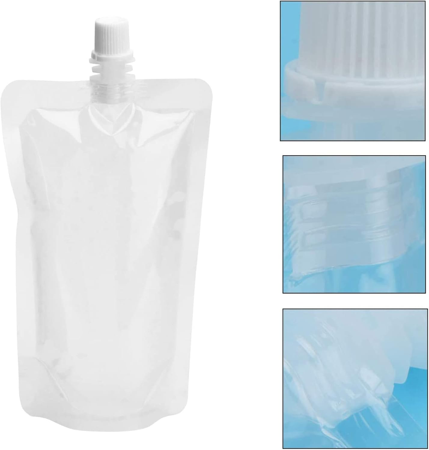 20 Pieces Disposable Drink Pouches,Clear Travel Plastic Drinks Flasks,250Ml & 380Ml image number 1