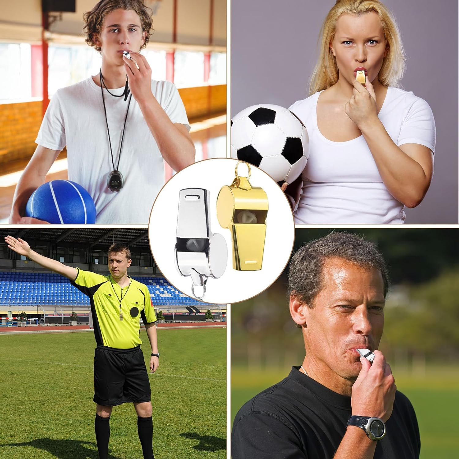 Koceci 8 Pack Whistles, Coach Whistles for Adults, Stainless Steel Referee, Sports Whistle with Lanyard, Metal Whistle Emergency for Polices Adults Teachers Students Outdoor Sports image number 3