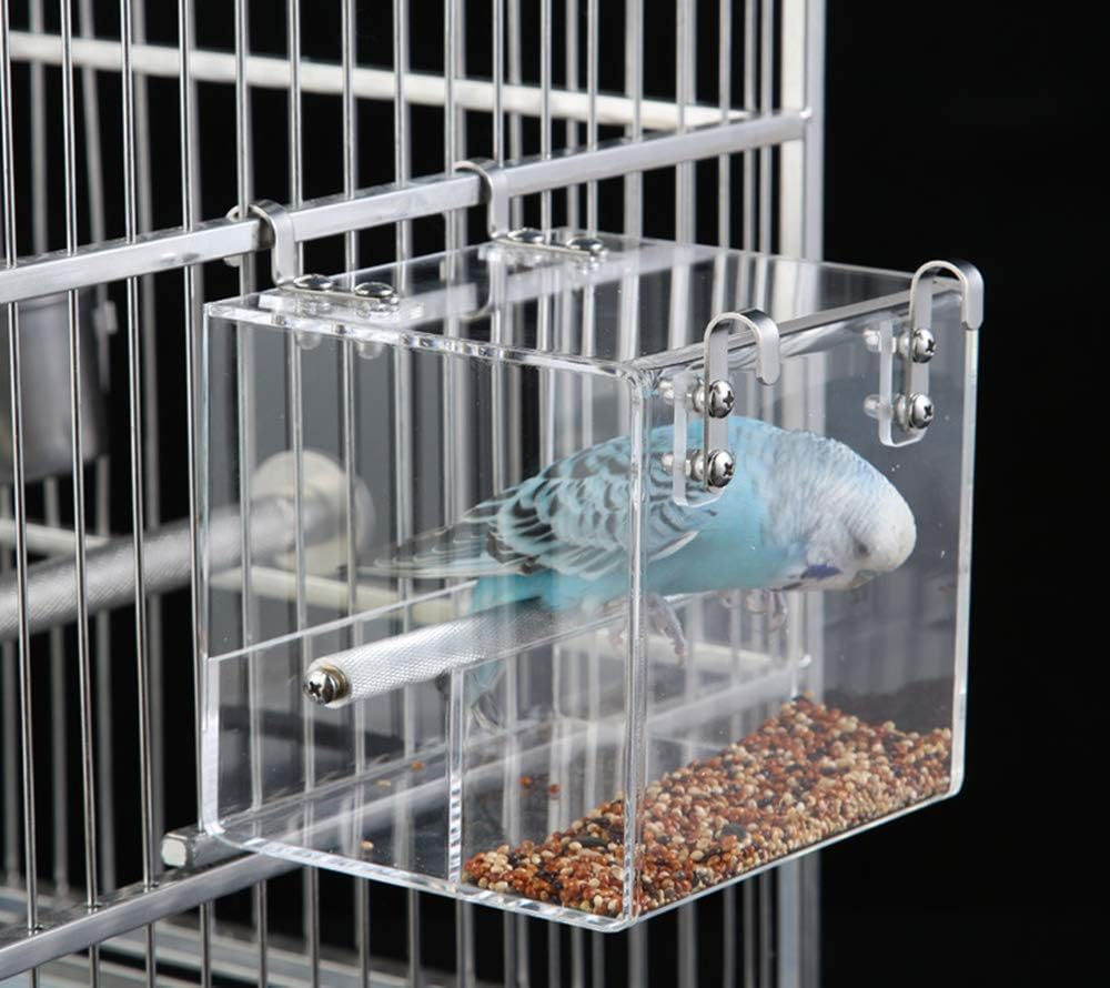 SETCO Automatic Bird Feeder No Mess Bird Cage Pet Feeder Seed Food Container for Parakeet Canary Cockatiel Parrot Finch Canary Acrylic (Medium-New) image number 6