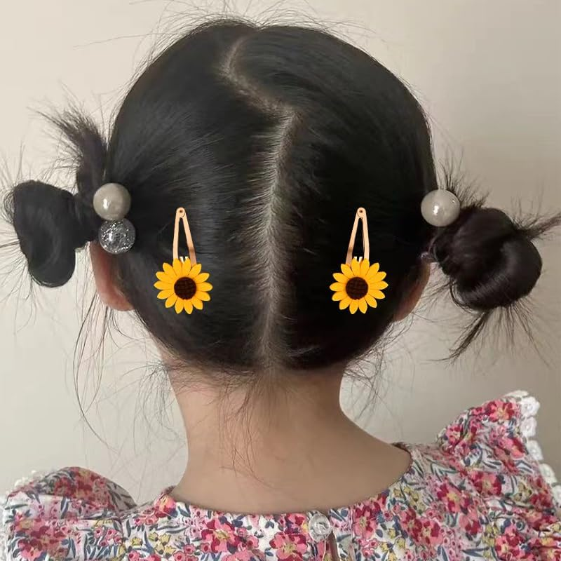 Sunflower Hair Clip - Small Snap Hair Clips for Women & Girls - 8Pcs Daisy Flower Hair Clips & Barrettes image number 5