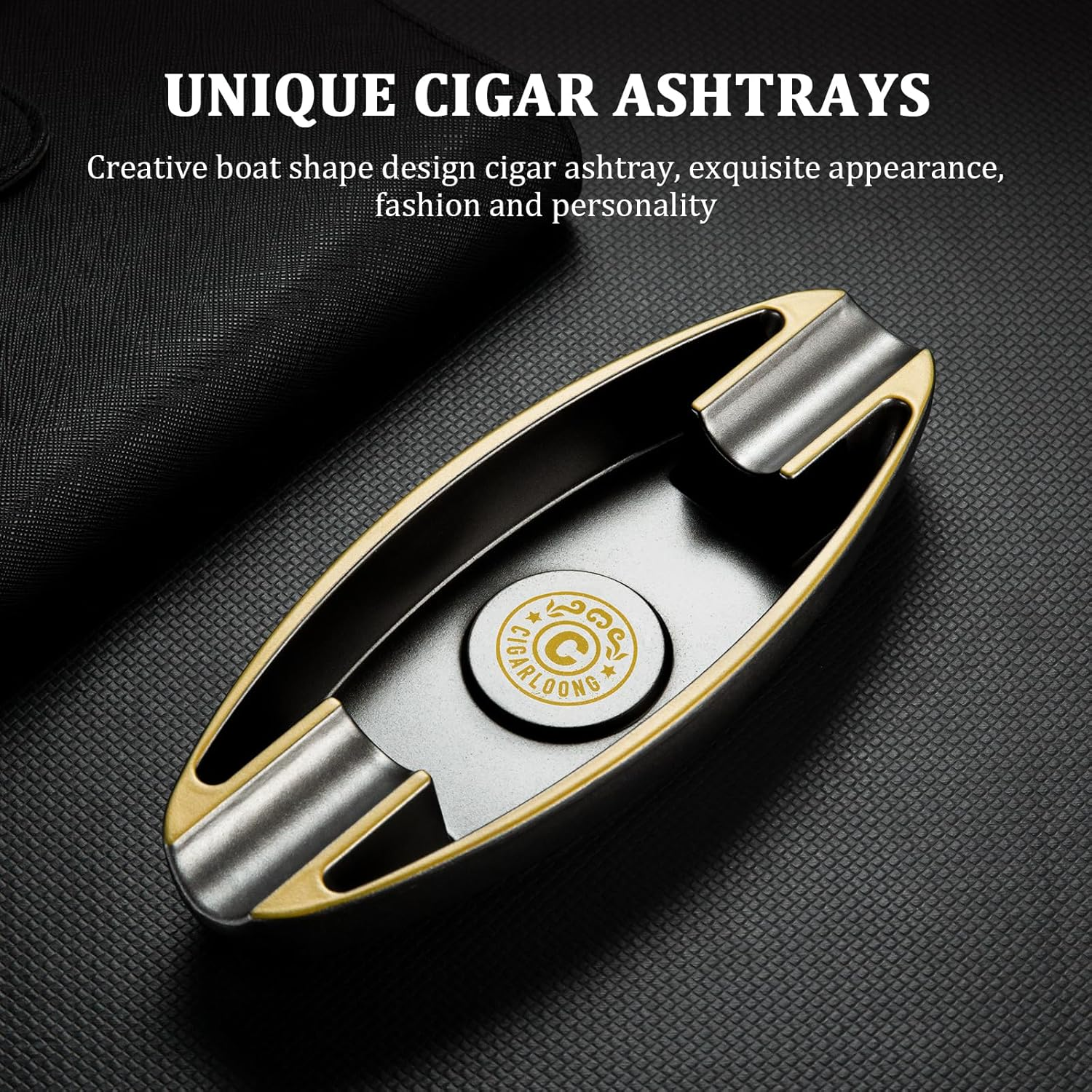 CIGARWONG Cigar Ashtray with 2 Cigar Holder Portable Travel Ashtray Unique for Outdoors Indoors - Red image number 5