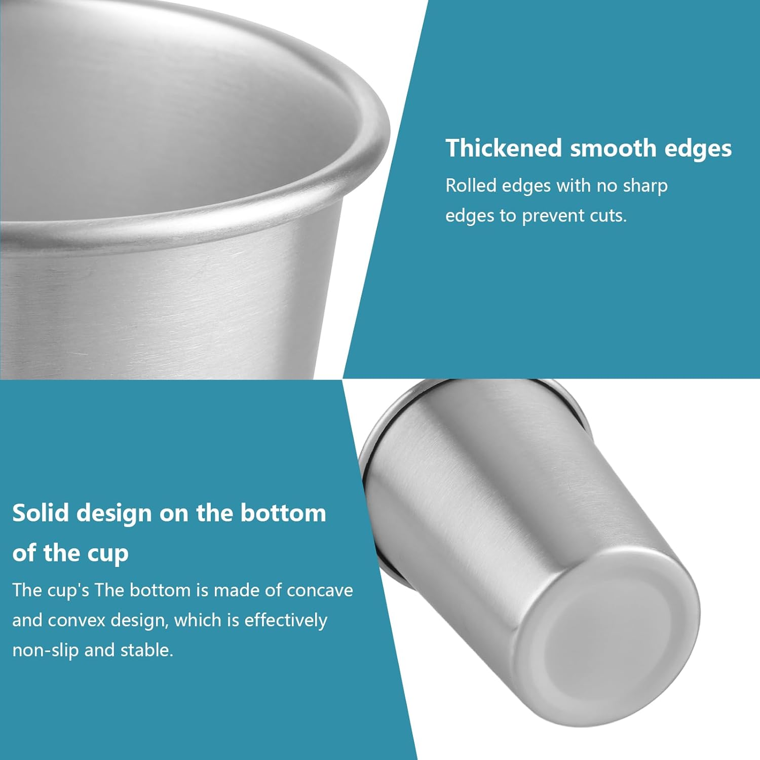 AKOLAFE Pack of 6 Stainless Steel Cups 350 Ml Stainless Steel Cups 12 Oz Drinking Cup Stackable Metal Cup Large Foldable Camping Mug Stainless Steel Bpa-Free Travel Mug for Picnics, Parties image number 4