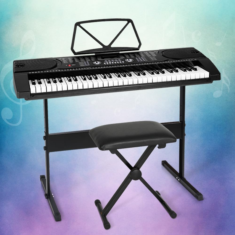 ALPHA 61 Keys Electronic Piano Keyboard Portable Digital Keyboard with Audio Input, Microphone Input, Headphone Output, Tones Rhythms LED Electric Holder Music Stand Adaptor Power Black image number 5