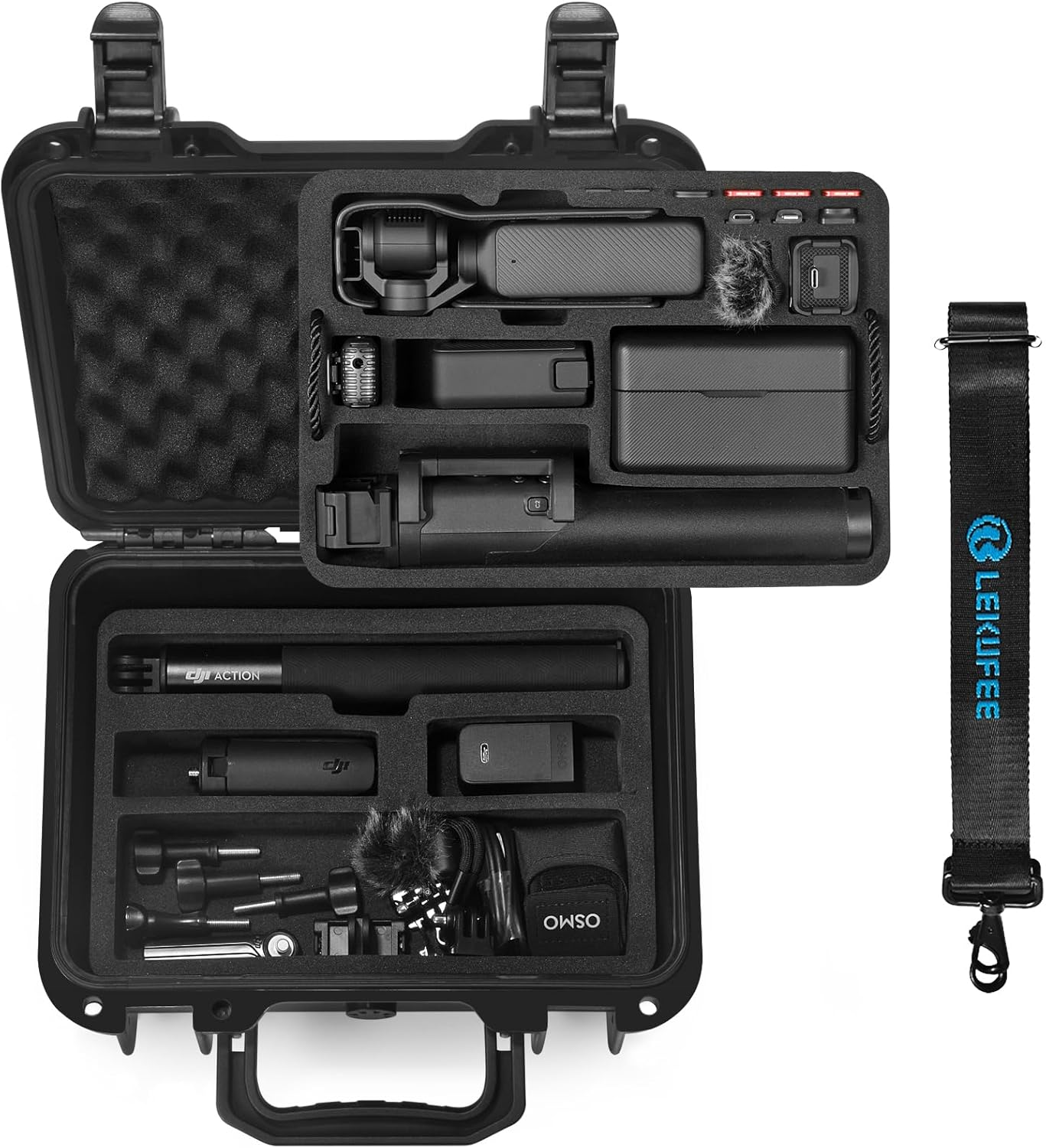 Lekufee Waterproof Hard Case for DJI Osmo Pocket 3, Mic 3/2/Mini, Creator Combo,Power Expansion Combo,Vlogging Camera and Accessories(Case Only) image number 4