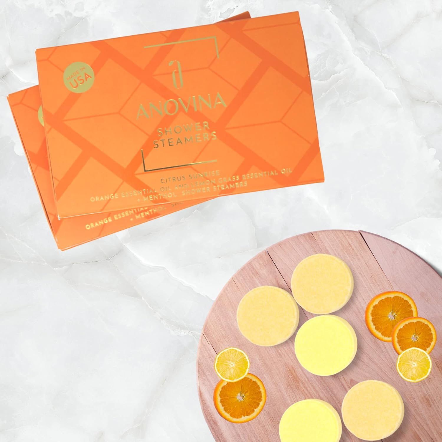 Anovina 12XL Citrus Shower Steamers &ndash; Aromatherapy Gift Set Made in USA &ndash; Spa-Like Shower Tablets for Women & Men image number 1