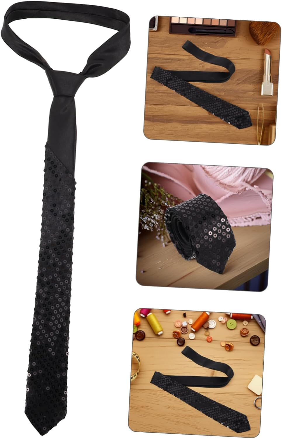 VALICLUD Men Neck Tie Sparkly Sequin for Wedding Party Business Unisex Fashion Accessory