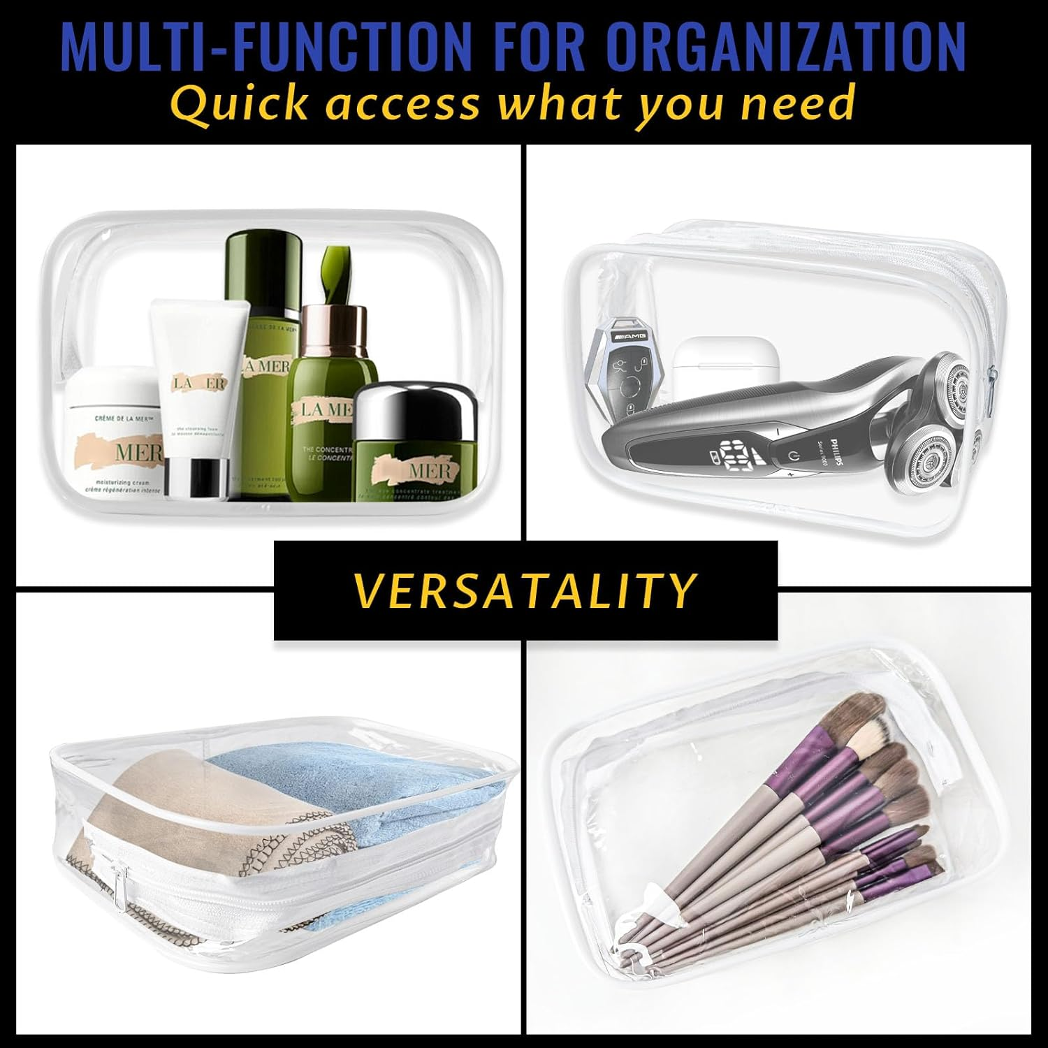 Yedsintu 16 Pieces Clear Makeup Bag PVC Zippered Clear Toiletry Carry Pouch Portable Cosmetics Bag Waterproof Makeup Bag Vinyl Plastic Organizer Case for Vacation Bathroom, White-M, Waterproof - Pink-M image number 4