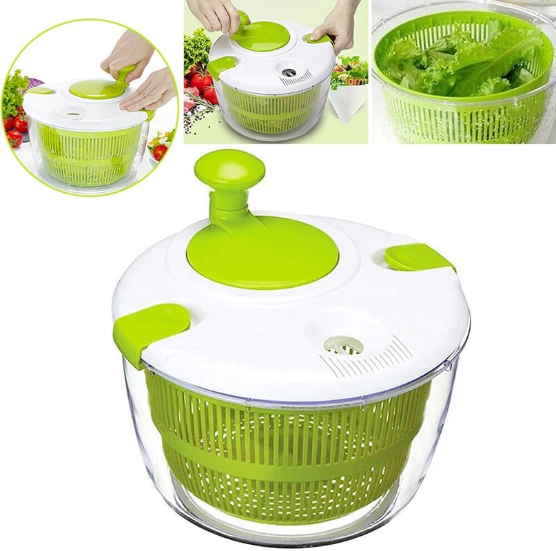 AIMALL 5L Salad Spinner Vegetable Lettuce Washer with Effortless Handle, Quick Drying Bowl for Greens, Spin Dryer for Vegetables and Fruits, 12.6 Inch Diameter Serving Bowl image number 2