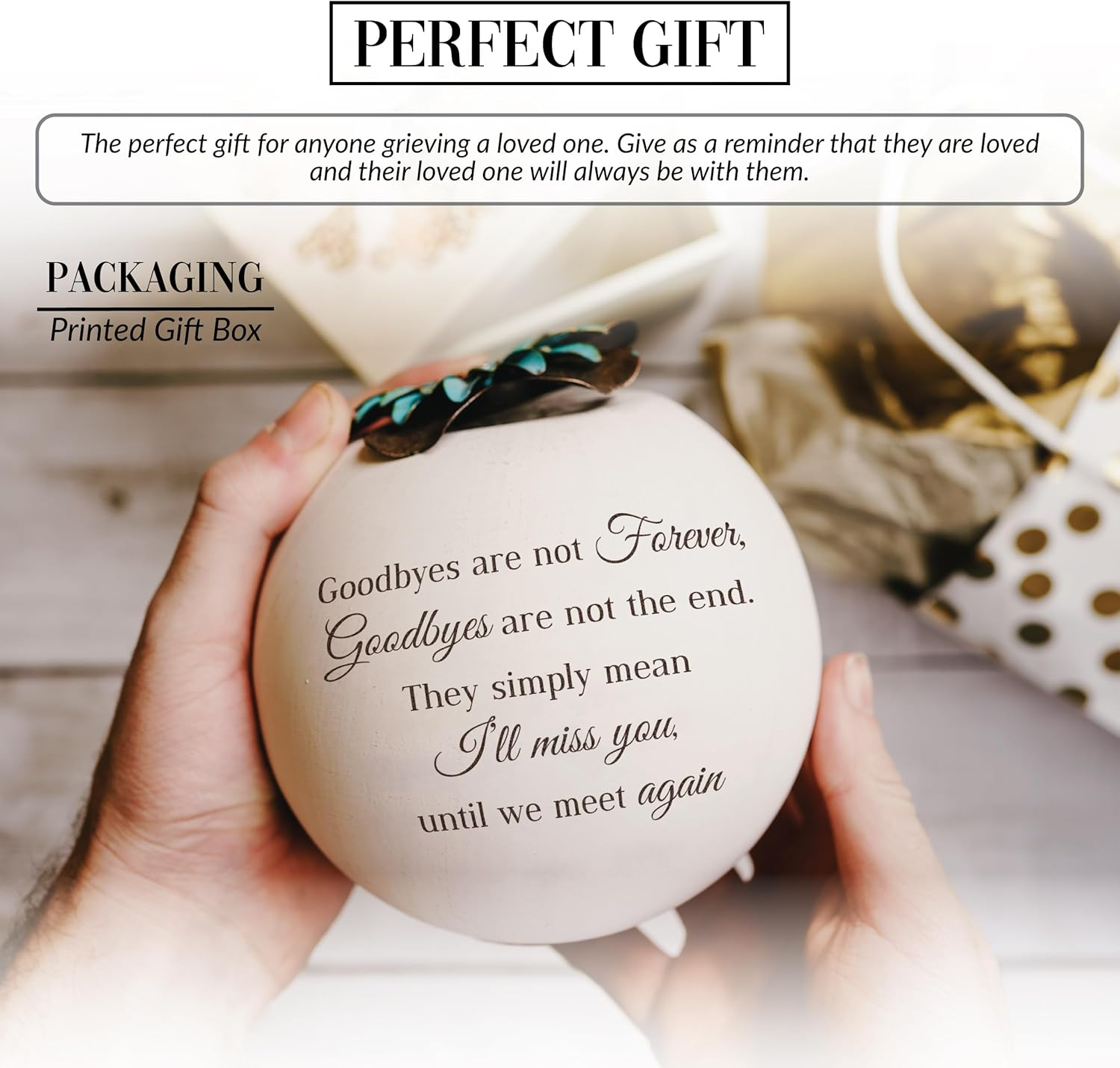 Pavilion Gift Company - I'Ll Miss You, until We Meet Again - 5" round Tealight Terracotta Candle Holder with Metal Lid in Memory Loss of Loved One Remembrance Bereavement Grief Funeral Gift image number 3